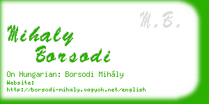mihaly borsodi business card